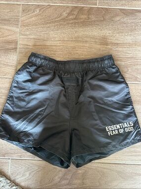 Fear of God ESSENTIALS Black Shorts with White Logo
